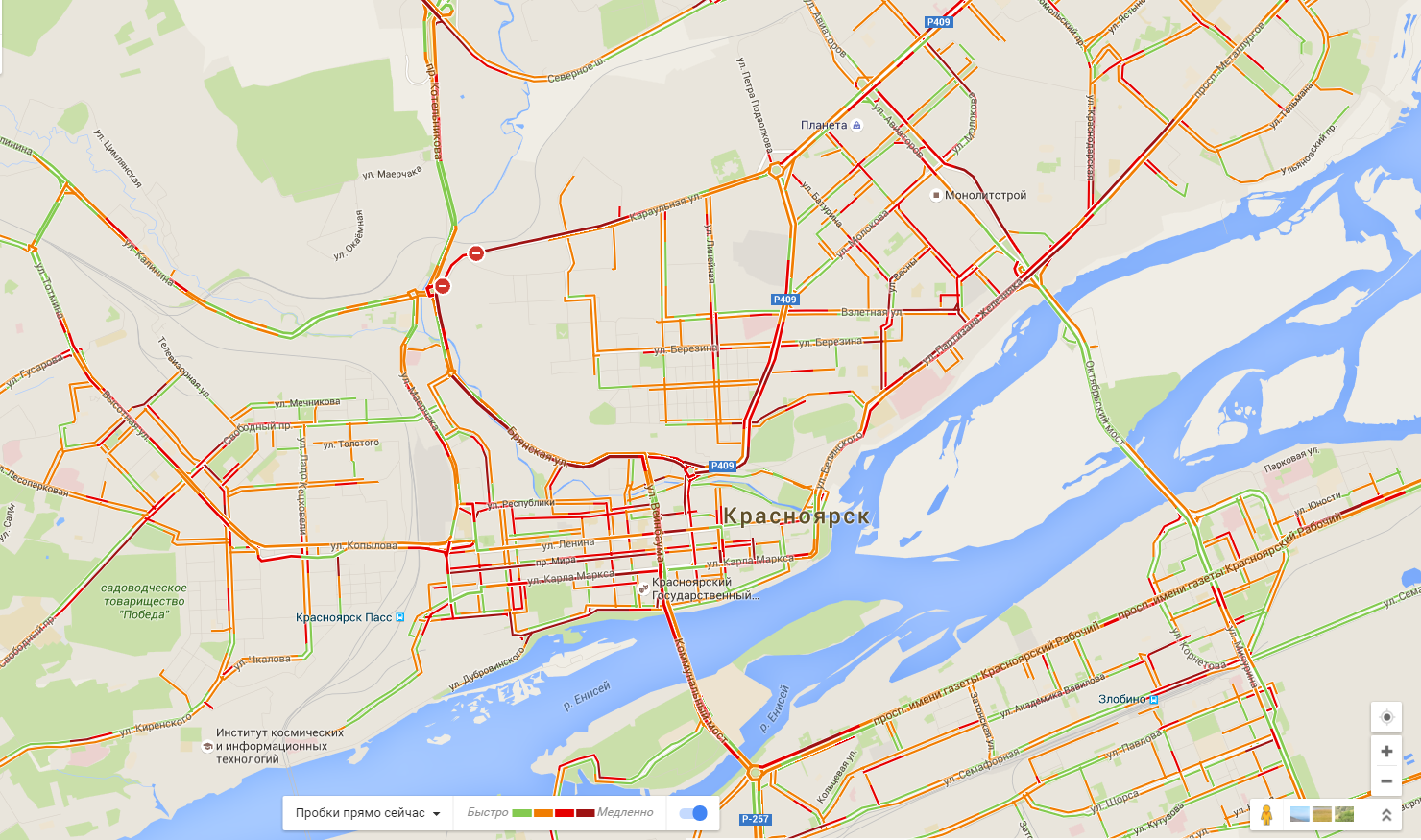 Пробки в красноярске сейчас онлайн карта